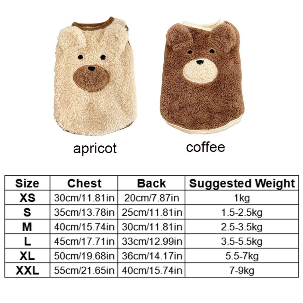 Polyester Dog Winter Coat Cute Puppy Bear Sweater Dog Pullover Plush Teddy Bear Vest  Indoor