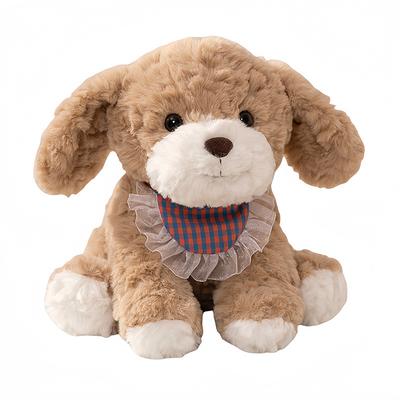 25cm Kawaii Cartoon Teddy Dog Plush Doll Pillow Brown White Curly Bib Dog Plush Toy Home Decor Birthday Gift for Boys and Girls