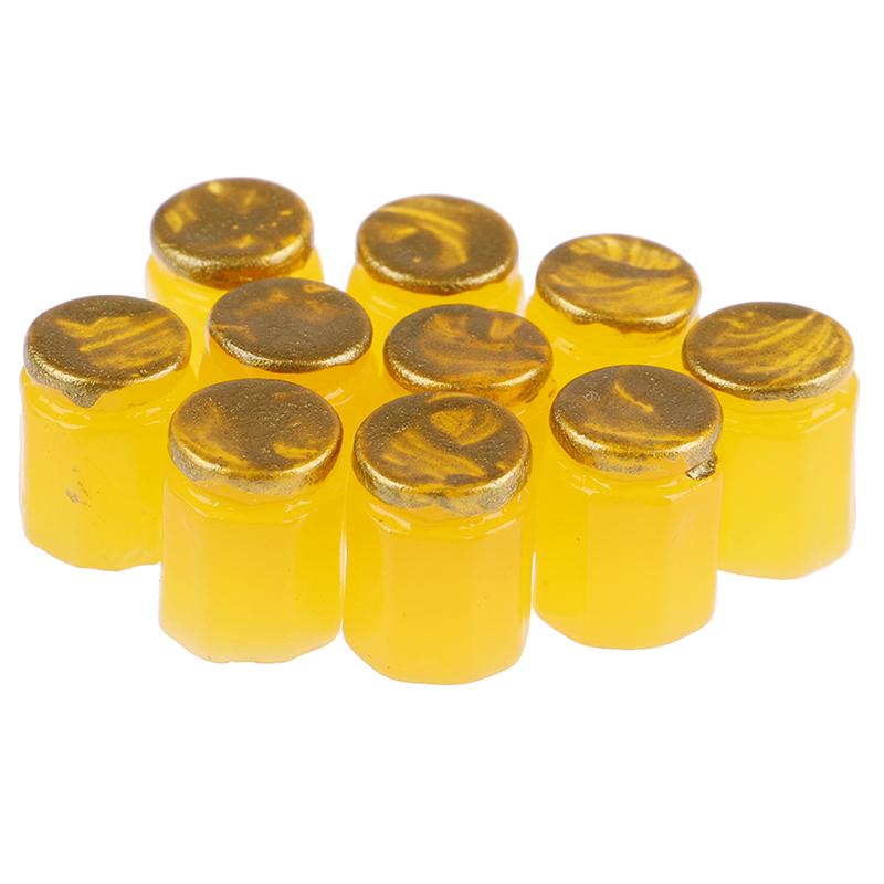 

10 шт., банки для чая с фруктовым медом из смолы, баночки с вареньем, чашка кукольного домика, миниатюрный медовый чай с помело