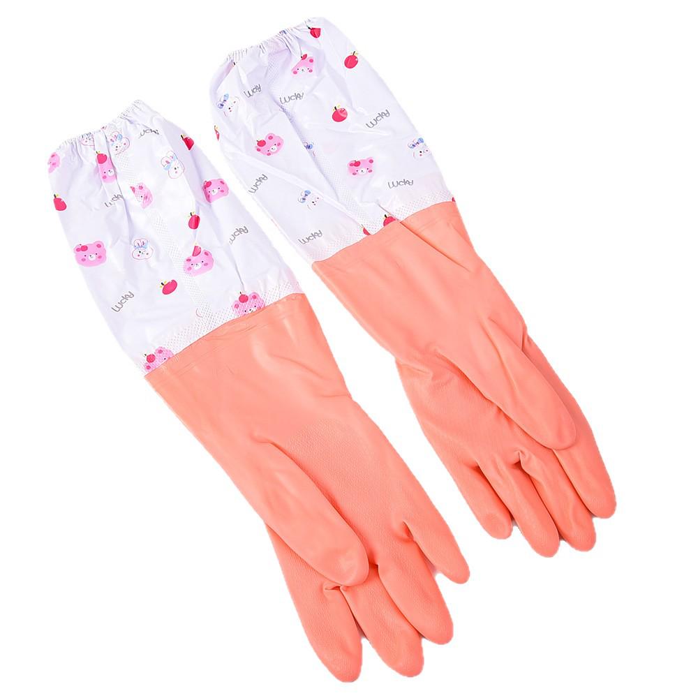 Winter Waterproof Latex Gloves with Velvet Lining and Elastic Cuffs for Cleaning and Laundry