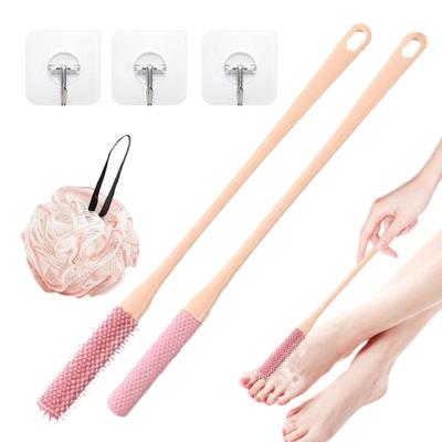 Toe Cleaning Brush Silicone Foot Scrubber In Shower With Long Handle Ergonomic Soft Cleaning Bath Brush For Cleaning Between