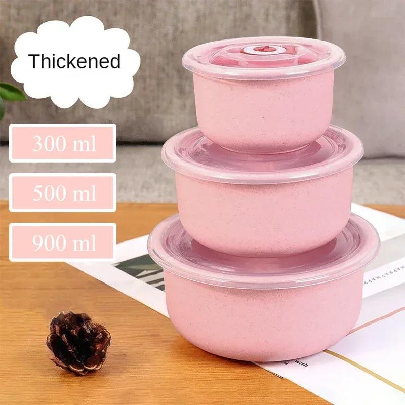 3 buc bol de depozitare a alimentelor, non-toxic, rezistent la temperaturi ridicate, recipient alimentar din paie de grâu, bol de conservare, organizator de bucătărie pentru casă