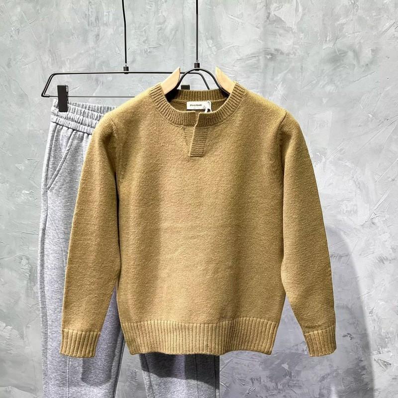 Mens V-Neck Knit Sweater Long Sleeve Casual Pullover Winter Youth Loose Fit Solid Color