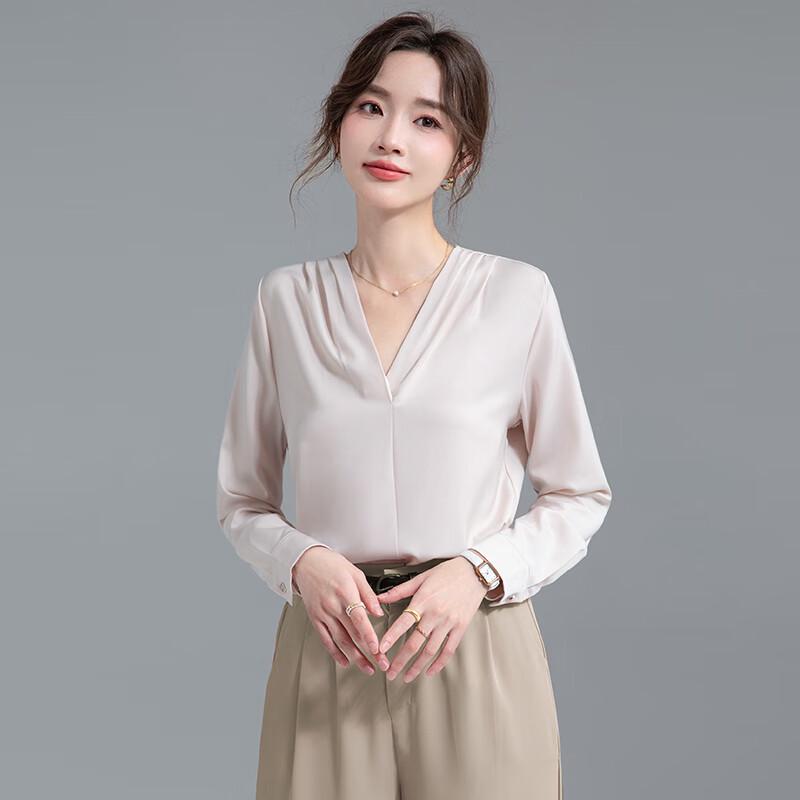 Women's Professional V-Neck Long Sleeve Chiffon Blouse