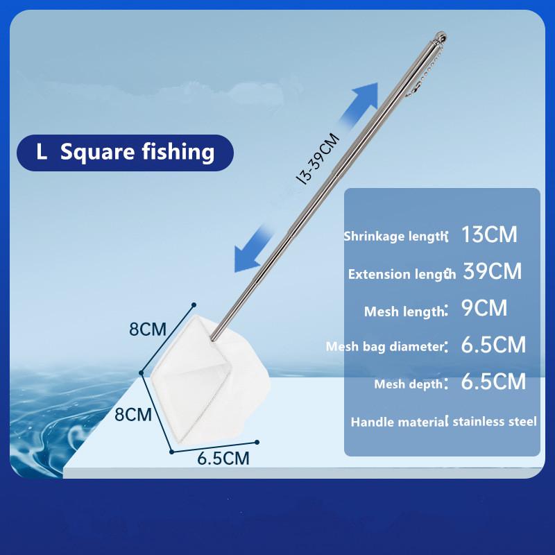 Aquarium Square Fishing Net with Suction Cup Extendable Long Handle Fishing Gear for Catching Fish Shrimp Tank Clean Supplies