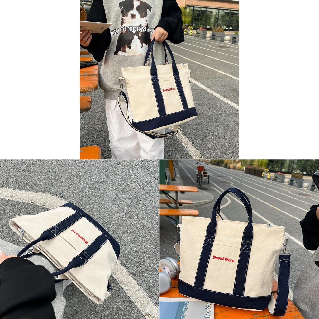 Urban Style Small Canvas Handbag With Zipper Closure For Commuting And Leisure