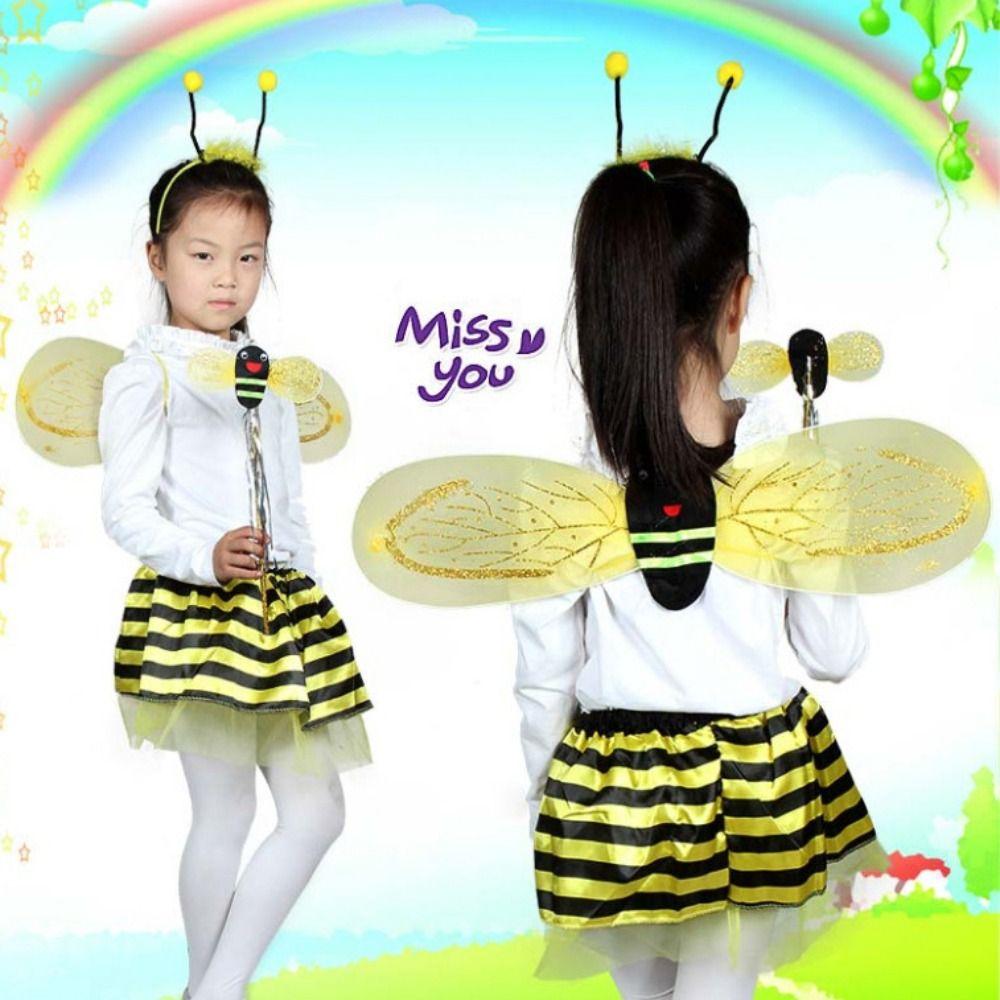 4Pcs/Set Wand Halloween Dress Up Hair Hoop Cosplay Prop Sweet Little Bee Costume  Festival