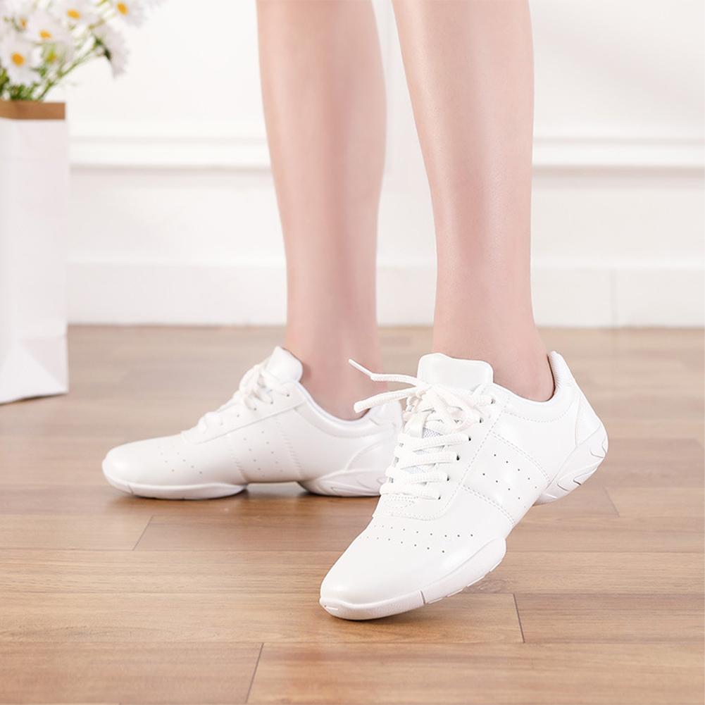 White Athletic Aerobics Competitive Cheerleading Training Sport Shoes for Women and Men