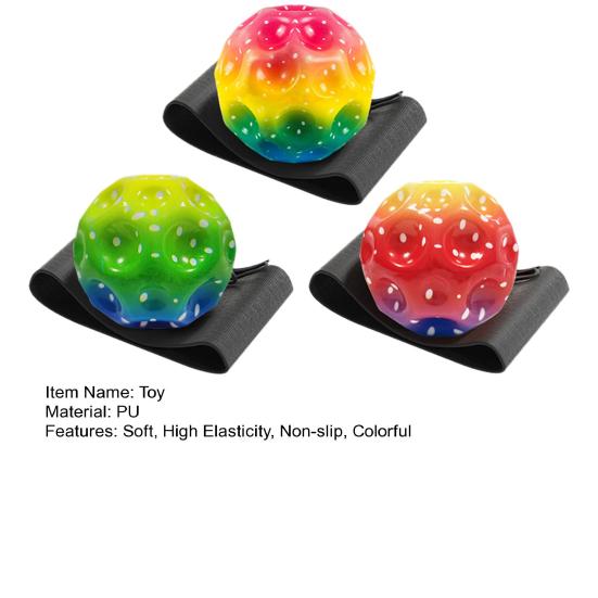 High Elastic Rebound Wrist Ball with Polygonal Grip And Moon Bumps for Kids And Seniors Stress Relief Fitness Toy Adjustable Cord Wrist Exercise Ball