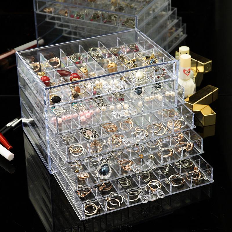 Clear 5-Layer Jewelry & Nail Art Organizer Box with 120 Compartments