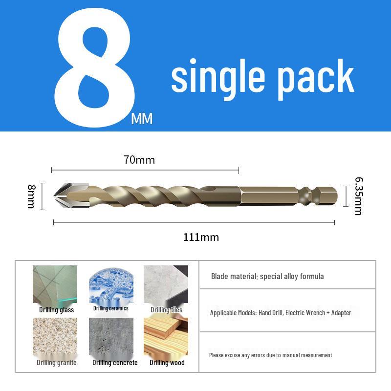 6mm Concrete & Glass Tungsten Steel Quad-Edge Tile Drill