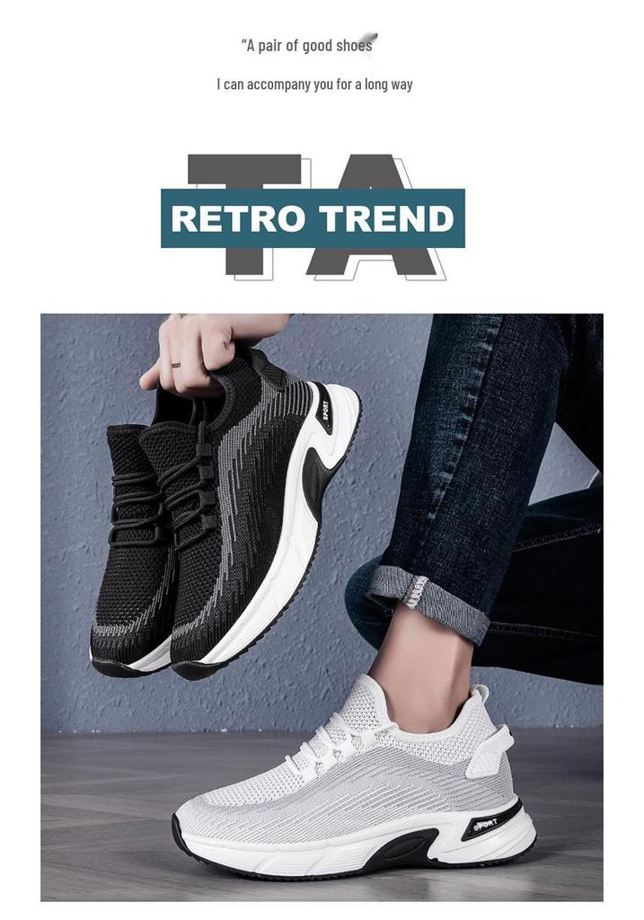 Men's Flyknit Height-Boost Running Shoes - Lightweight, Breathable Platform Sneakers for Spring/Summer