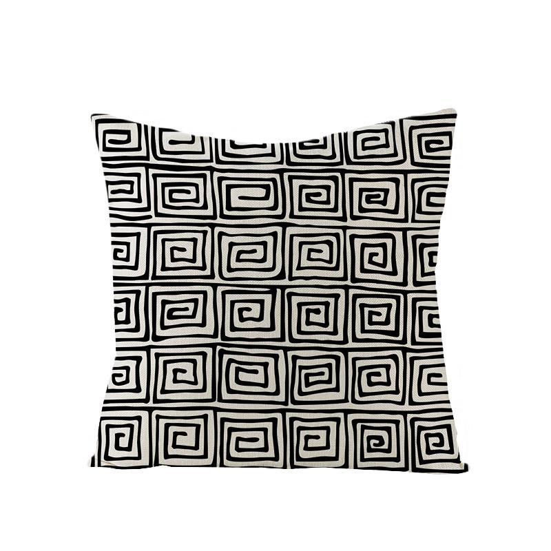 Black and White Nordic Simple Geometric Linen Pillowcase Modern Style Pillowcase Car Cushion Home