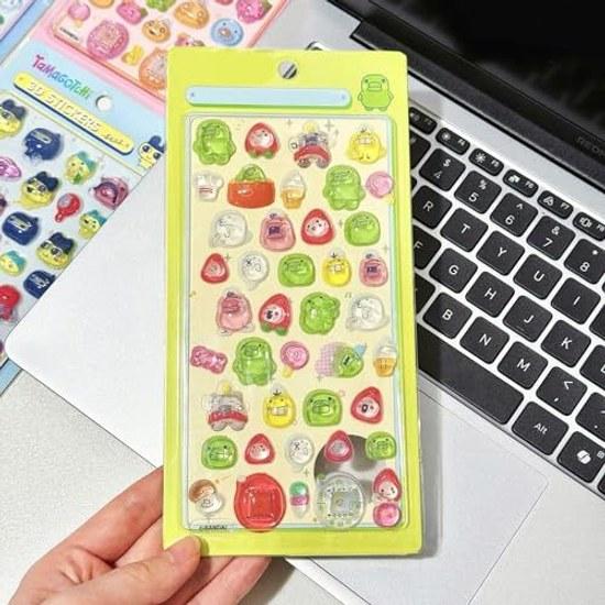4-piece set Mametchi Memetchi Kuchibatchi Tamagotchi 3D dimensional cute stickers glitter deco seals reward children removable DIY notebook gift (B-4