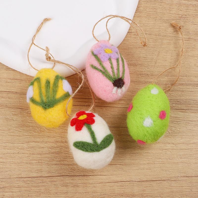 4/8ks Filcová pěnová velikonoční vajíčka s provázkem Košík Výplň Dětský dárek Veselé Velikonoce Domácí dekorace Malované Květinové Tečkované Vaječný strom Přívěsky