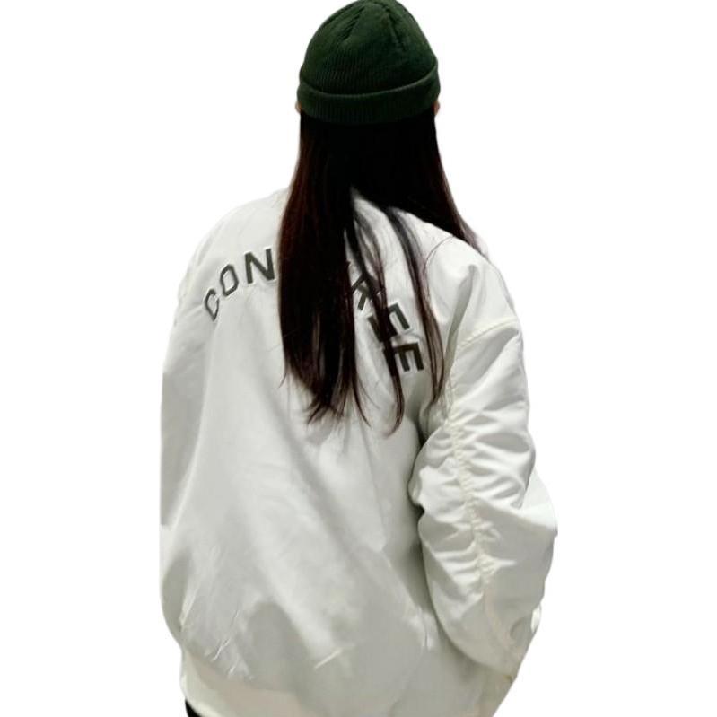Converse SS22 Logo Loose Sports Retro Aviator Jacket Couple Style White Men's 10024169-A01