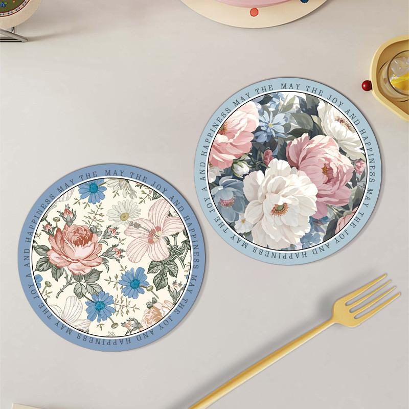 Rubber Flower Pattern Coasters With Antislip Water Absorption For Home Use