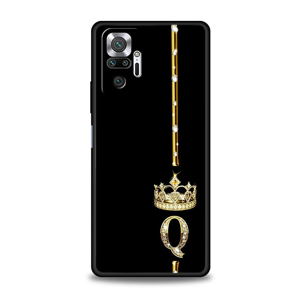 Diamond Crown Letter Letters Phone Case For Xiaomi Redmi Note 15 14 13 12 4G 9 10 11 Pro Plus 5G 14C 13C 12C 10C Soft TPU Cover