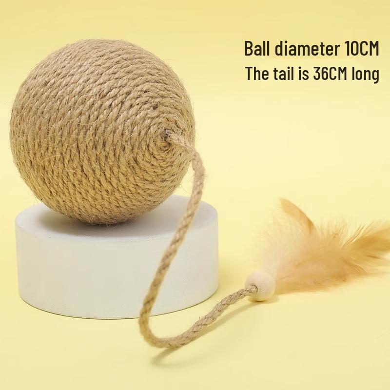 Cat Teaser Kit: Sisal Ball, Bite-Resistant Stick, Teeth Grinding Toys for Boredom Relief