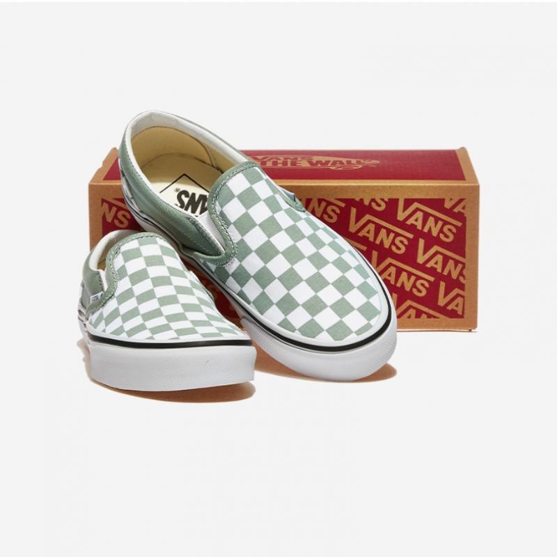 Vans Classic Slip On   Color Theory Checkerboard Iceberg Green Vn000bvzcjl Color Theory Checkerboard Iceberg Green