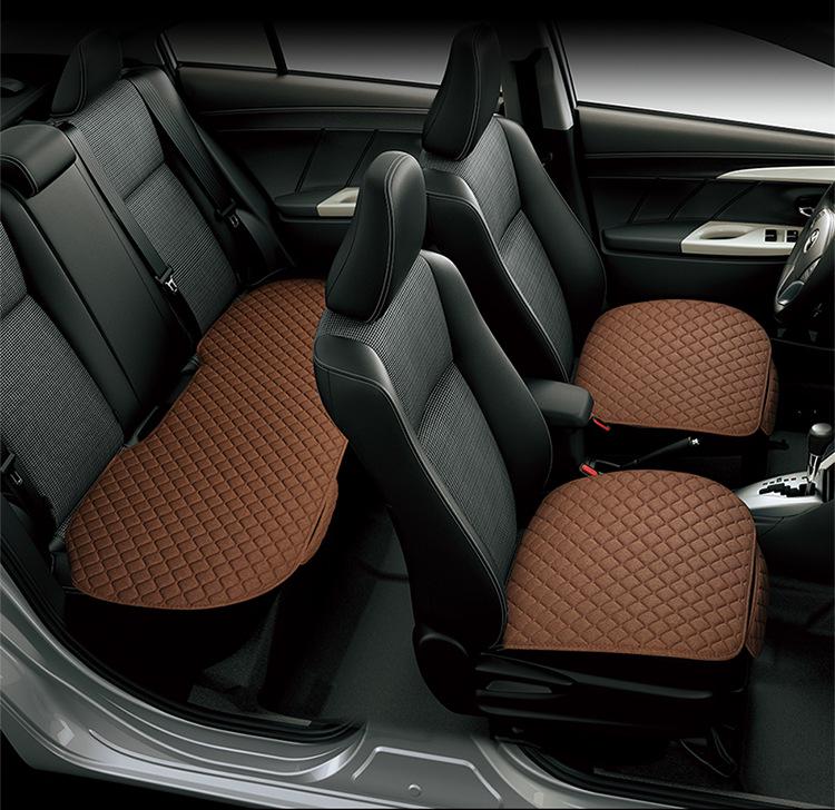 Linen Universal Car Seat Cushion Set - Three-Piece, Four-Season, Suitable for Five-Seater Cars