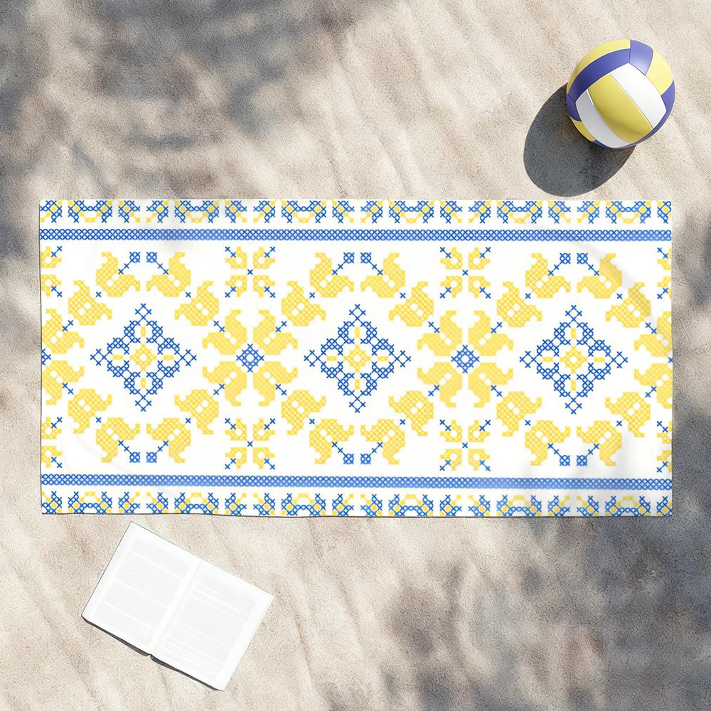 

U-Ukraine Folk Flower Pattern Towel Shower Sauna Travel Spa Quick Dry Gym Accessories Soft Large Beach Towels W40*H60(CM)
