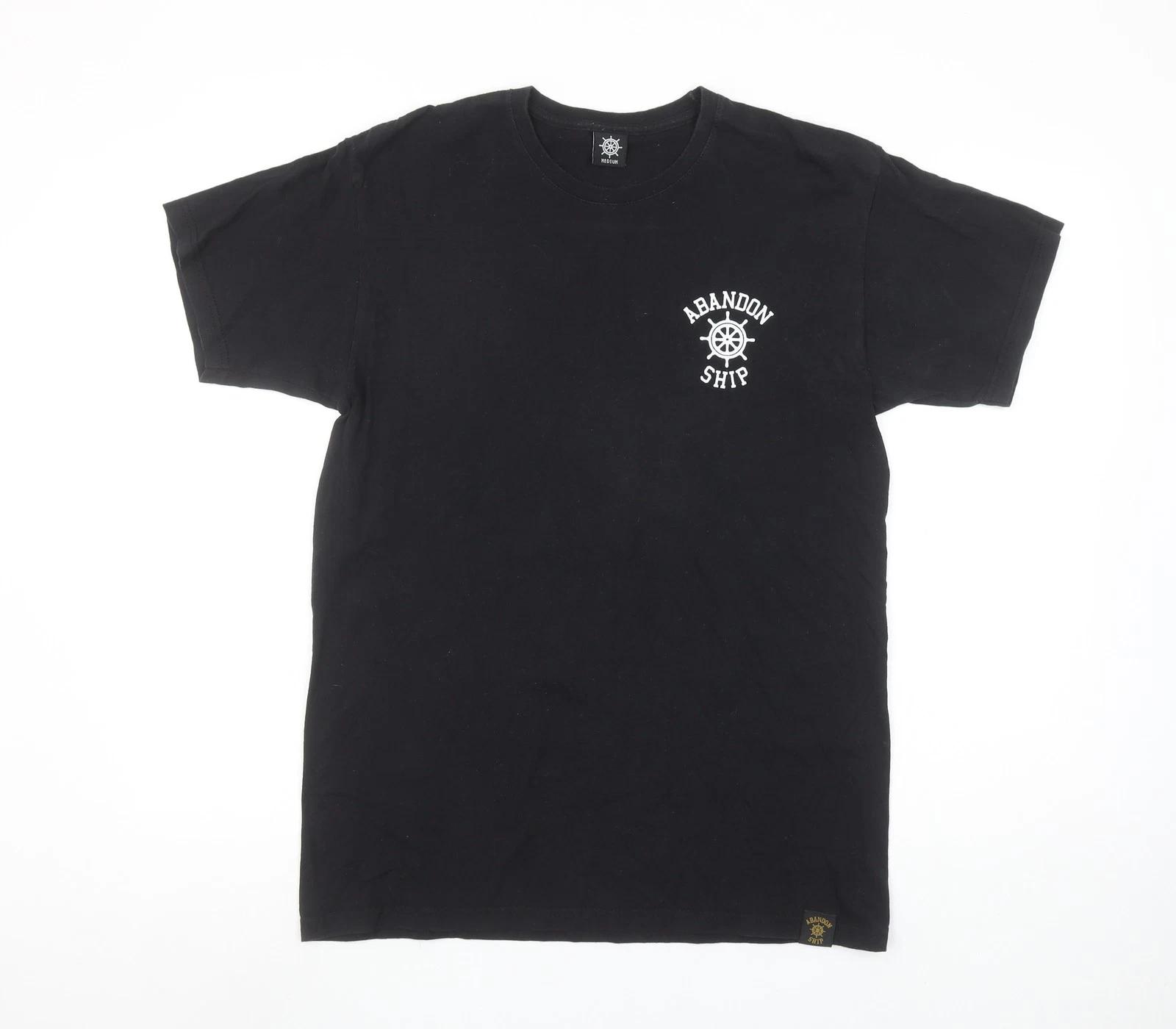

Abandon Ship Men s Black Nautical Graphic Cotton T-Shirt Medium 3XL