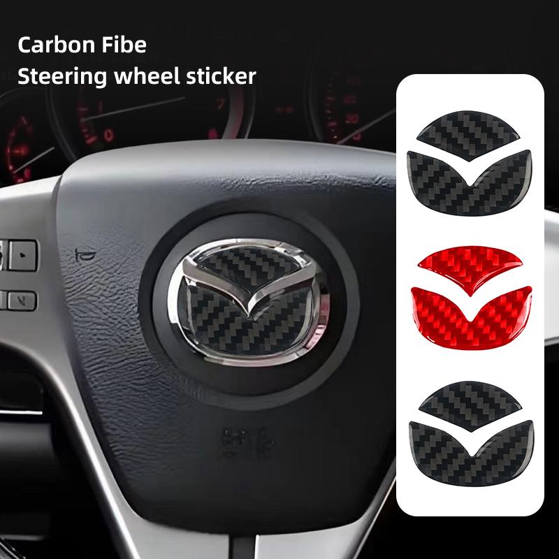 Kohlefaser Auto Lenkrad Dekorationsaufkleber Zubehör für Mazda 2 3 6 5 Atenza CX3 CX5 MX5 CX7 Axela CX30 CX90 CX60 CX5 sxnkg22