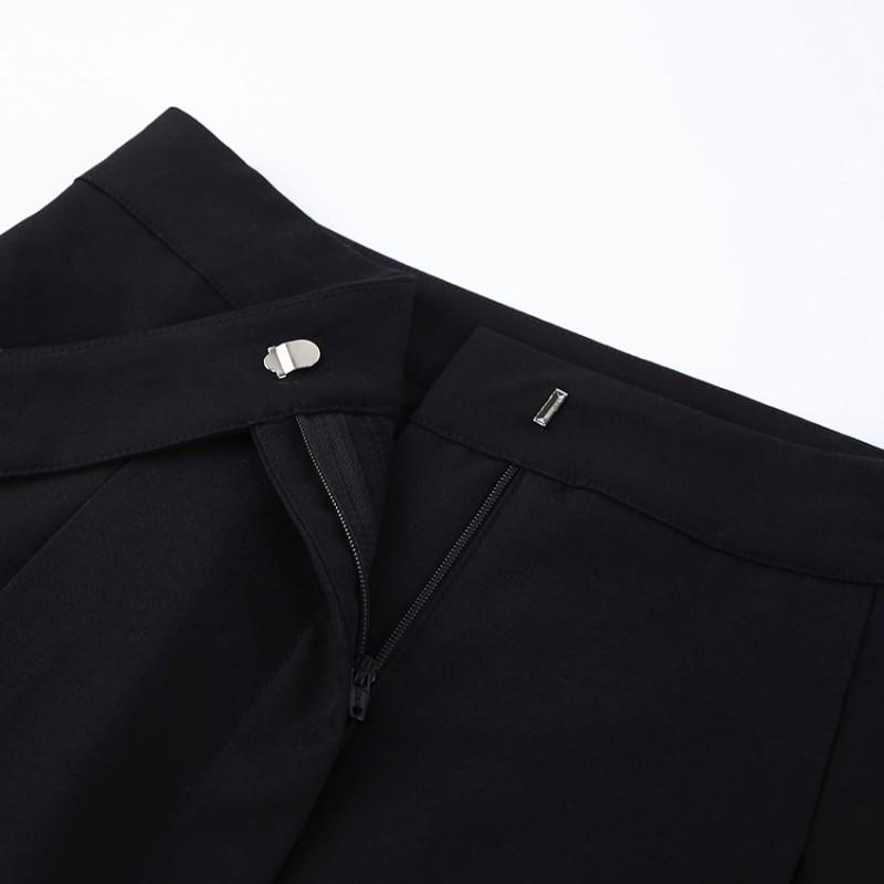 2026 Black Wide Leg Trousers High Waist Loose Fit Draped Pants Women Commute Office Wear