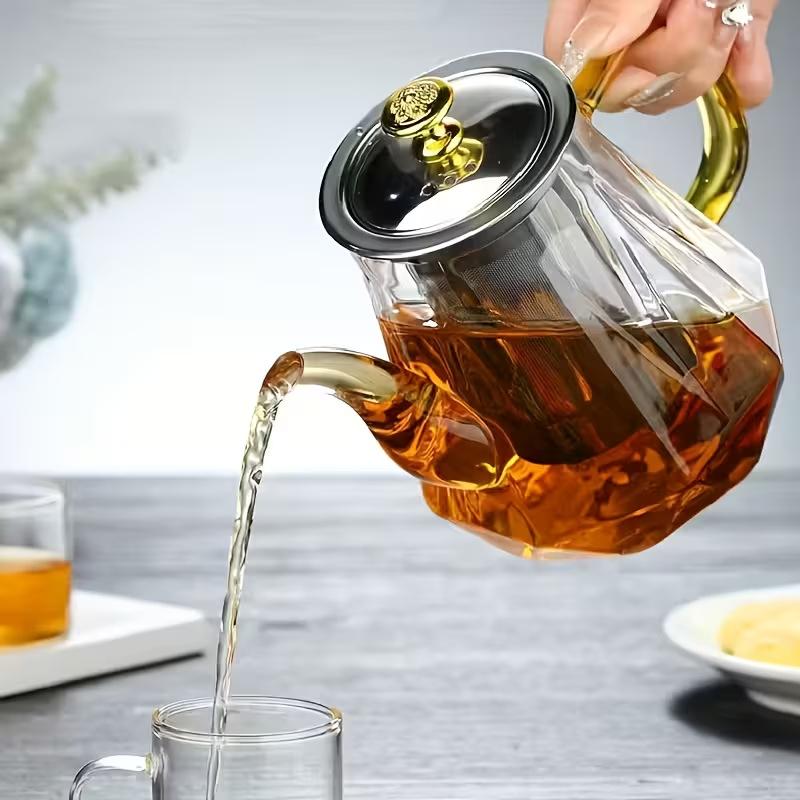 Wysokoborokrzemowy Szklany Czajnik Odporny na Eksplozję Zestaw do Herbaty Czajnik ze Stali Nierdzewnej z Filtrem Duża Pojemność Czajnik do Kawy