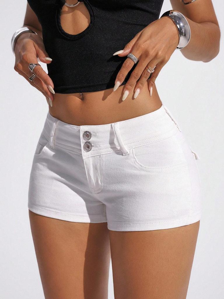 European & American Style Women's High-Waisted White Denim Shorts - Sweet Girl Style