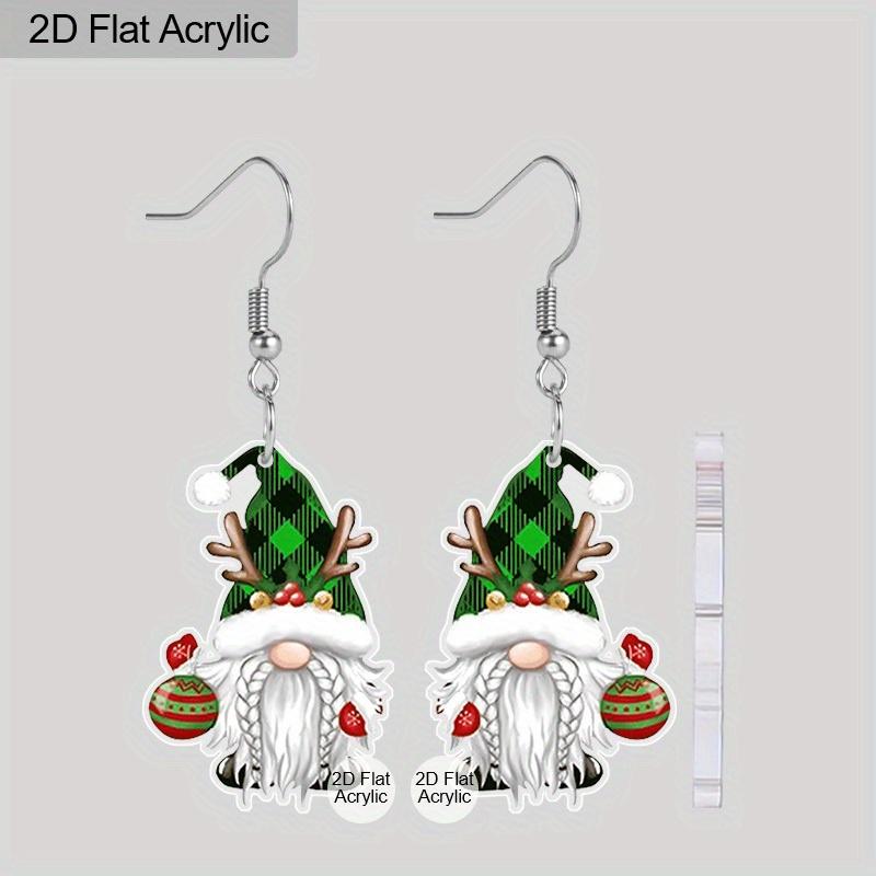 2D Flat Green Dwarf Antler Dangle Earrings, Lightweight Acrylic Material, Suitable for Women, Ideal for Party Gifts, Jewelry, and Christmas Gifts.