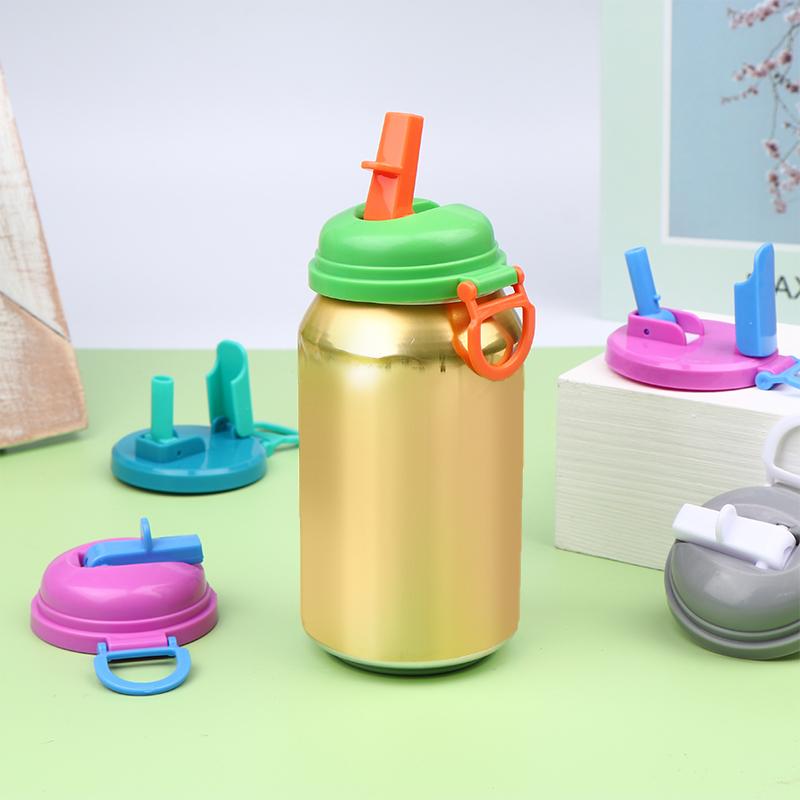 Soda Can Cover With Straw Creative Sealed Plastic Straw Beverage Can Cover Cup Suitable For Canned Beverage Reusable Tank Cover