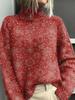 New Christmas abstract print casual cape jacket cardigan thick needle sweater