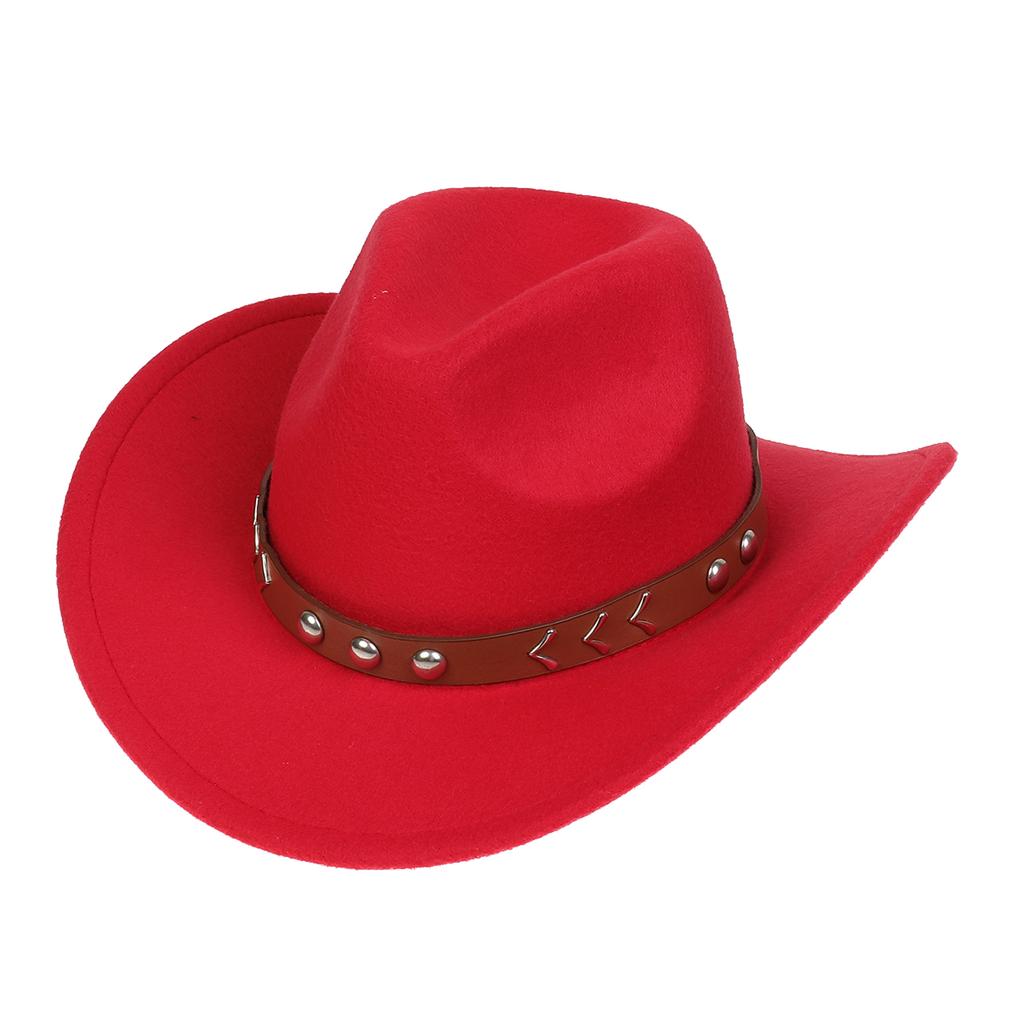 Women Men Western Cowboy Hat, Wide Curved Brim Felt Cowgirl Hat, Vintage Jazz Riding Hat, Removable Hat Belt, Head Circumference 56‑58cm