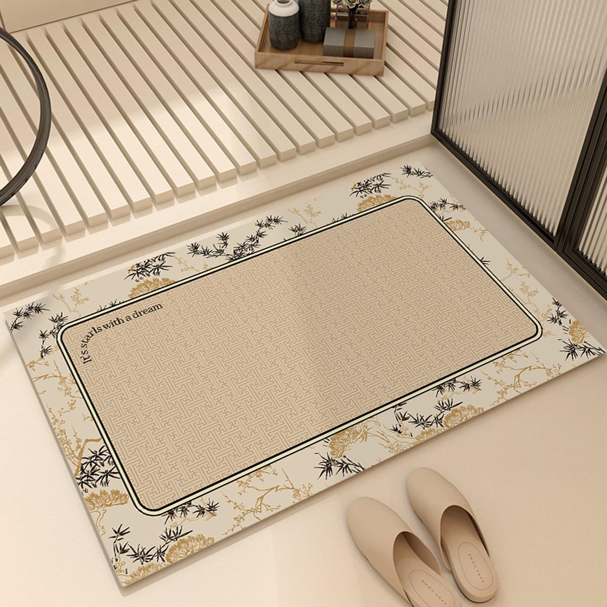 Französische Kieselgur-Bodenmatte Badezimmer Badezimmerbodenmatte Eingangstür Saugfähige Matte Küche Toilette Rutschfeste Fußmatte 40X60cm 15.7X23.6in