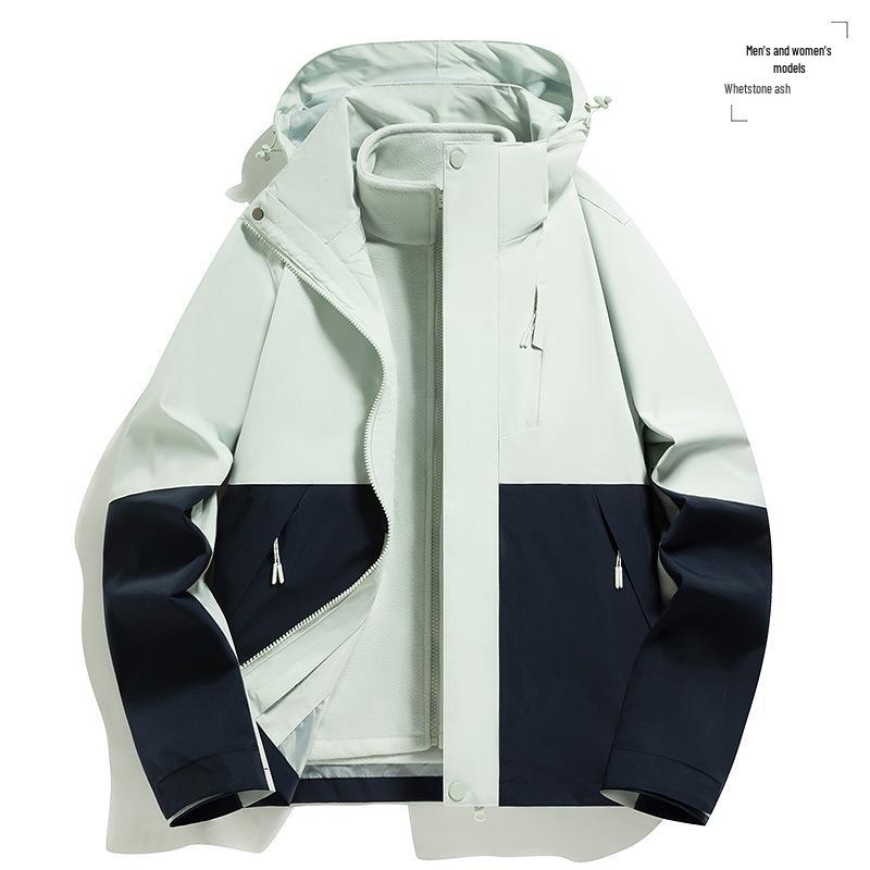 6XL Unisex 3-in-1 Ski Jacket Set: Thickened, Detachable for Autumn/Winter
