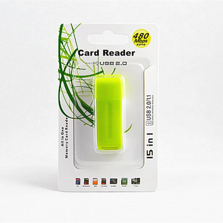 USB 2.0 High-Speed 4-in-1 Rotating Card Reader for TF/SD/MS/SDHC Cards