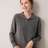 Women's 100% Cashmere High Neck Chunky Knit Sweater with Multi-Button Design - Solid Color for Autumn/Winter
