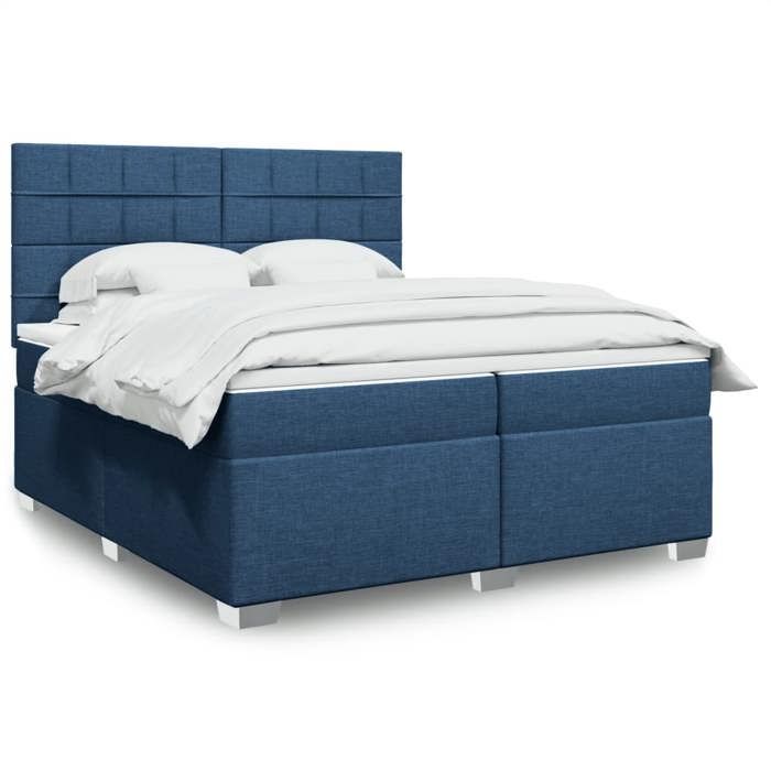 VidaXL Sommier à lattes de lit avec matelas Bleu 200x200 cm Tissu, lit, lit à plate-forme, lit à panneaux, meuble de chambre 3290601