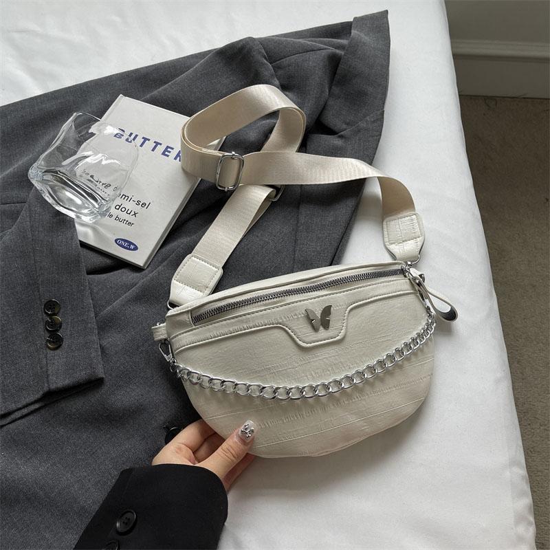 Casual Banana Chest Bag for Women  Chain Cross Body Bag  Sling Waist  Half-moon Belt  Fanny Pack  Feminine Bags  New