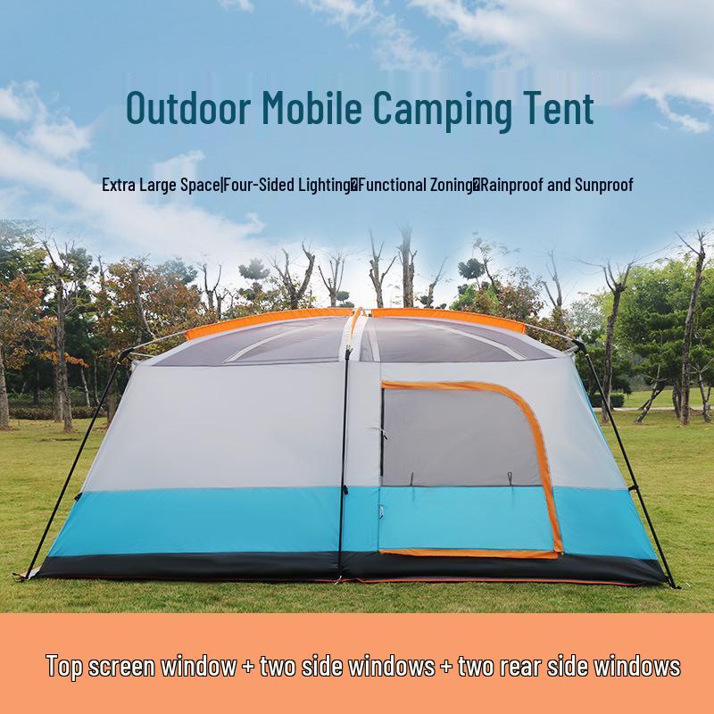 Prostorný luxusní kempingový stan pro více osob: Dva pokoje, obytný prostor, pro 4, 8 nebo 10 osob, silný voděodolný design
