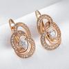 Glänzender natürlicher Zirkon Symmetrie Blume Englische Ohrringe für Frauen Trendig Roségoldfarben Vintage Täglicher feiner Schmuck