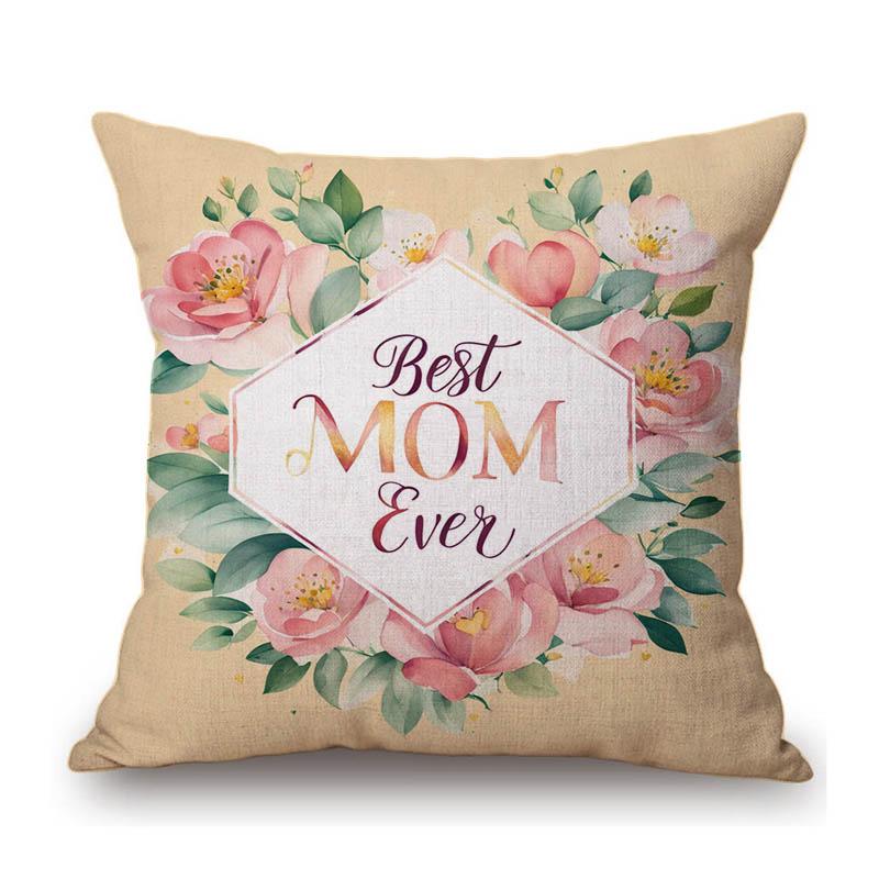 Flower Wreath Floral Letter Art Mother Day Gift For Mama Gratitution Decorative Sofa Throw Pillow Case Linen Cushion Cover