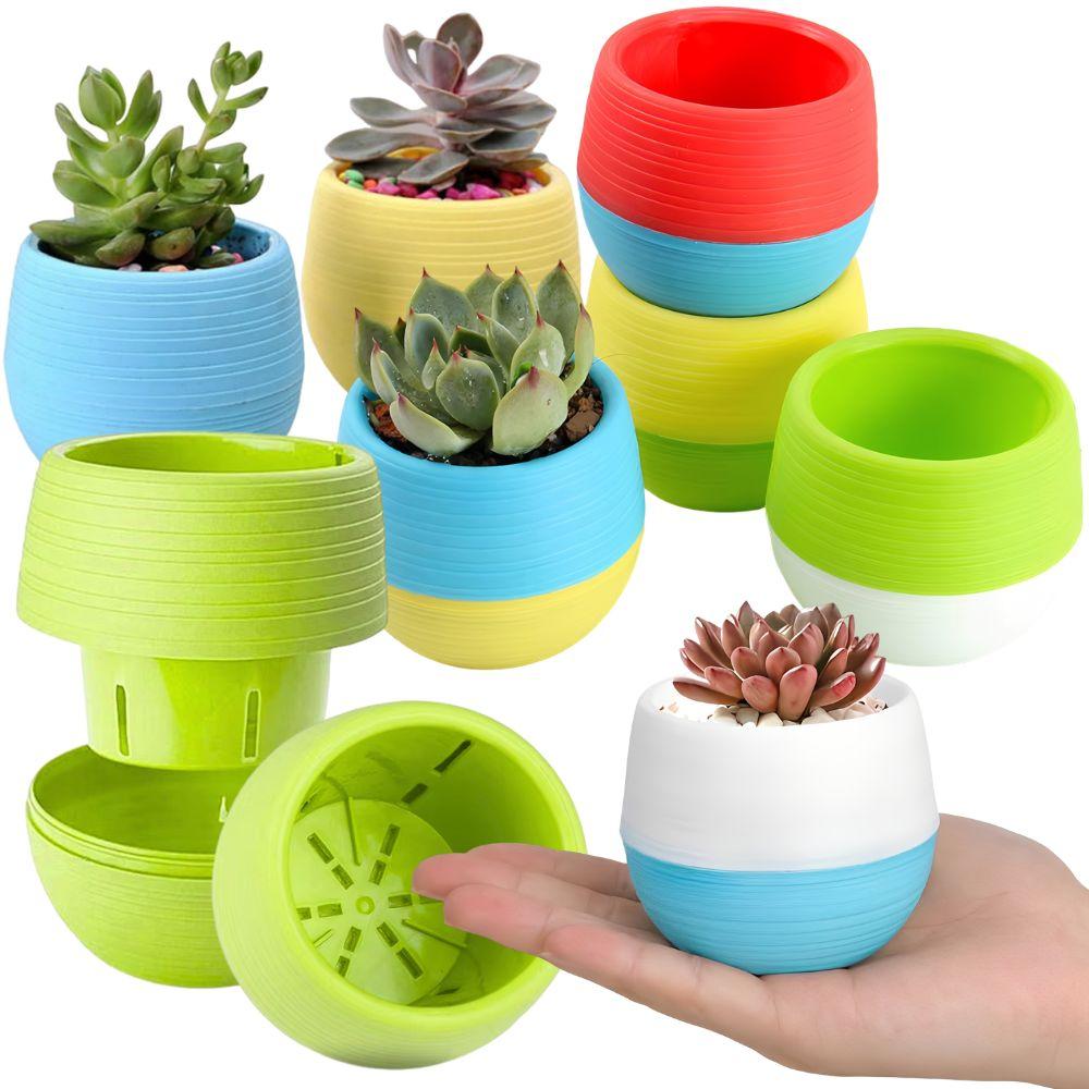 9pcs Plastic Succulent Plant Flowerpot Mixing Colors DIY Garden Office Home Balcony Desktop Decoration YMY