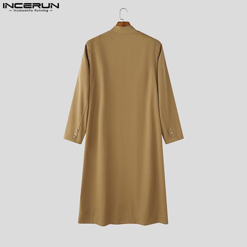 INCERUN Men Autumn Long Sleeve Buttons High Splits Long Coats Windbreaker