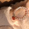 New Himalayan White Crystal Bracelet with Gray Moonstone, a Valentine's Day Gift for Girlfriend, with Pearls