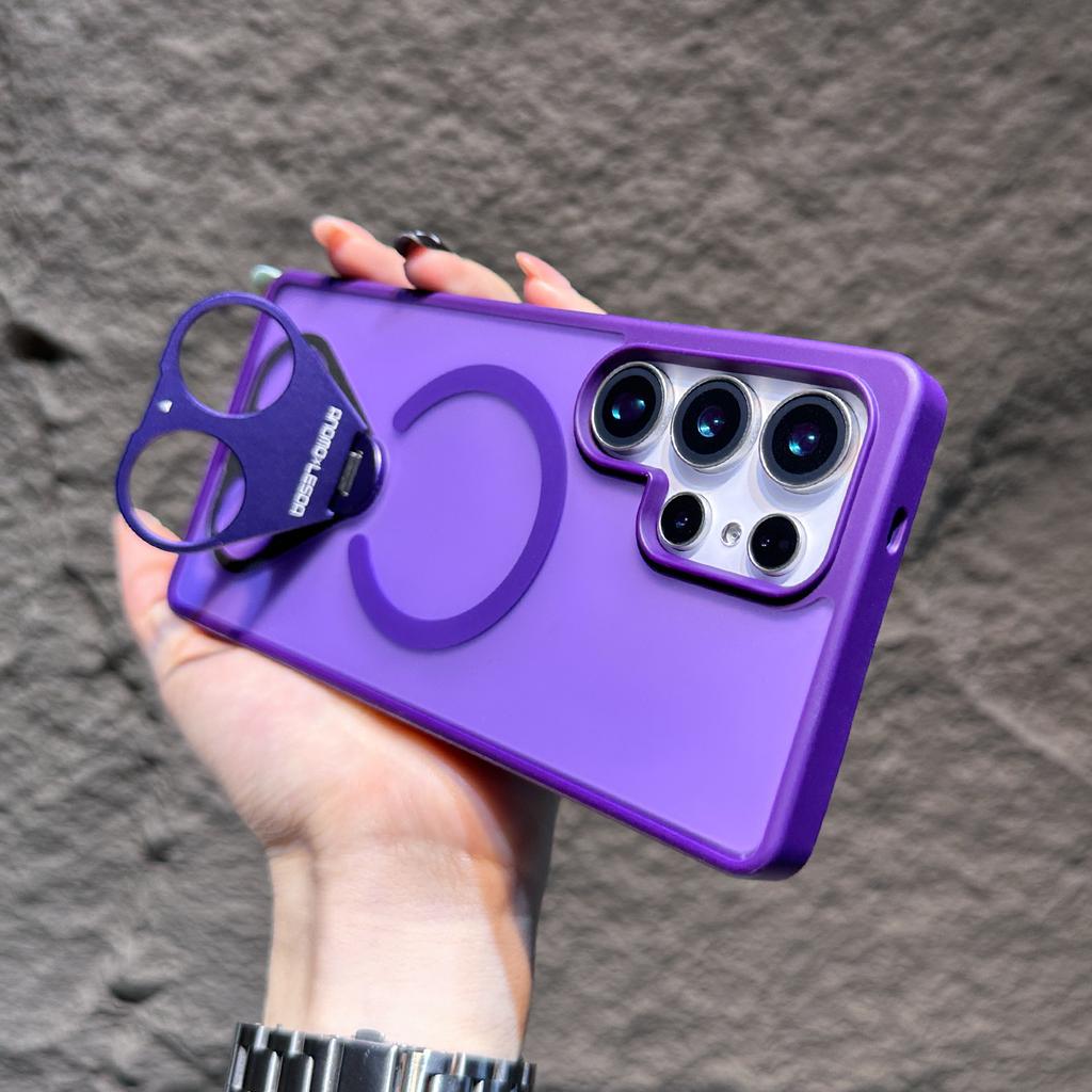 Suitable for Samsung S25 Ultra Magnetic Phone Case S25 Creative Ring 360 Degree Rotating Support S24 Skin Feeling Scrub