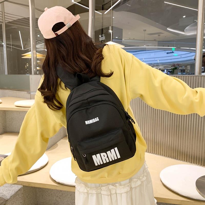 New Casual Letter Fashion Backpack Large Capacity Student Backpack Contrasting Color Stream Small Backpack Men and Women