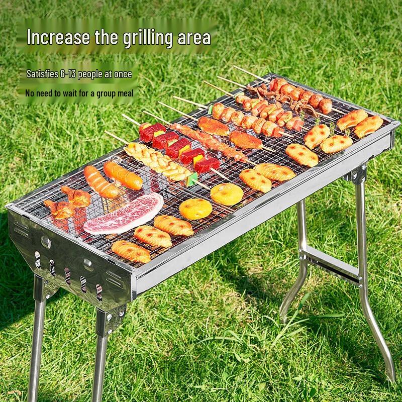 ShangKaoJia Outdoor Portable Stainless Steel Charcoal BBQ Grill Set